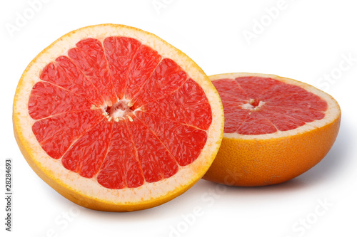 Grapefruit in the section on white background