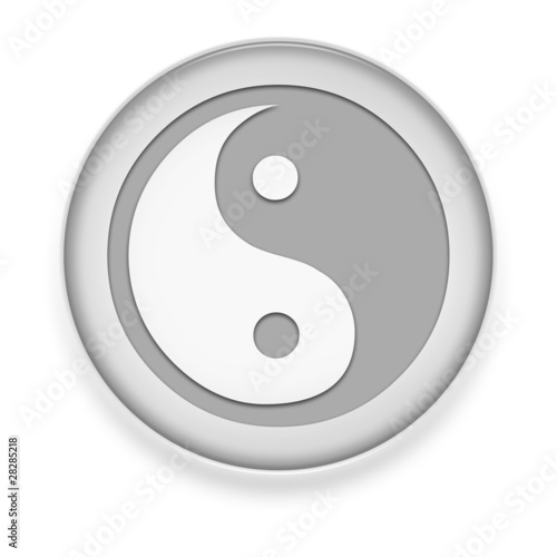 White Button / Icon "Yin and Yang"