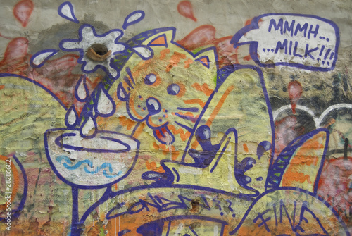Greedy cat graffiti