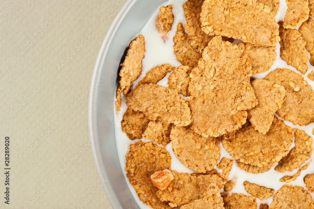 Healthy breakfast - milk with corn flakes Healthy breakfast - milk with corn flakes