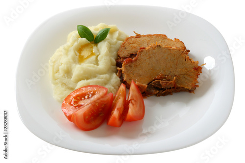 pork with mashed potato