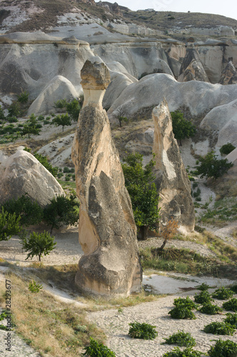 Two pinnacle of Rock Formations Pasabagi Cappadocia, Turkey photo