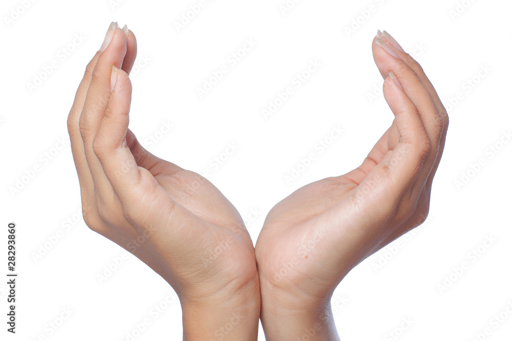 Hands forms care symbol isolated on white background Hands forms care symbol isolated on white background