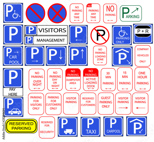 Several parking signs
