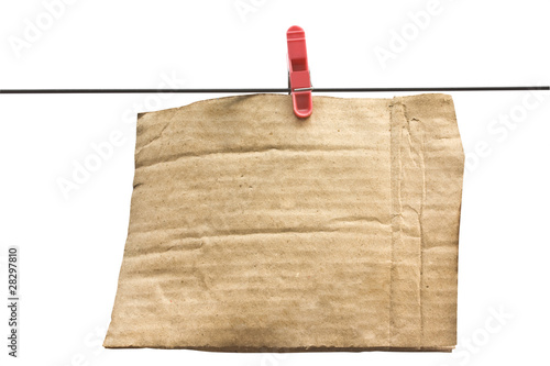 Vászonkép cardboard with clothes-peg on the wire