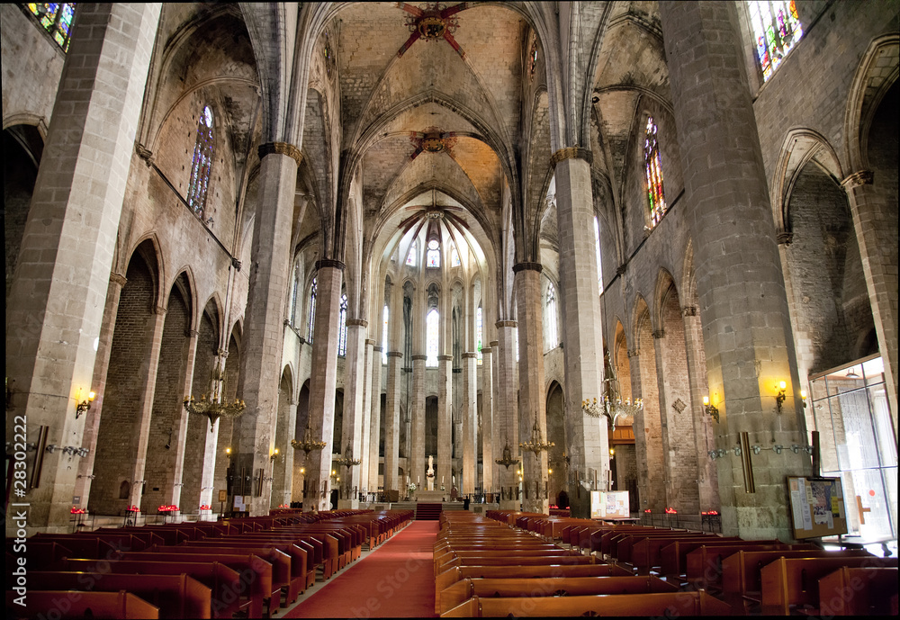 Barcelona - gothic cathedral Santa Maria del mar,interior