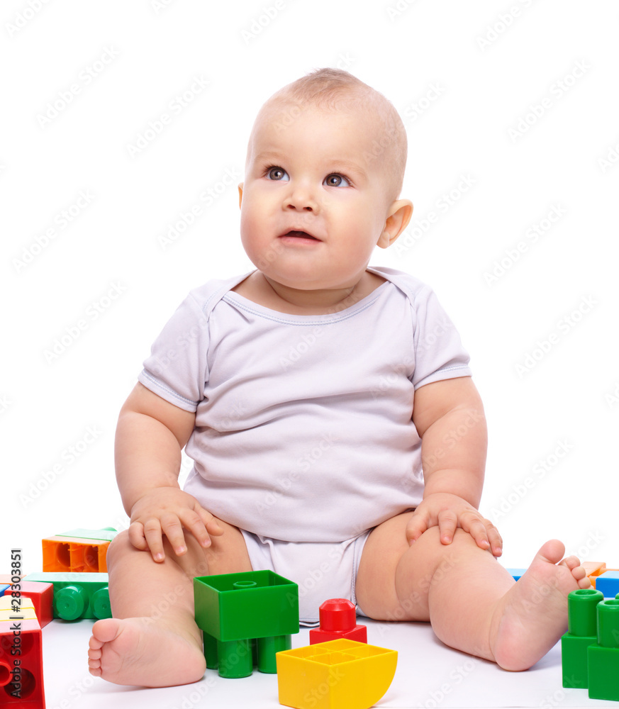 Little boy with building bricks
