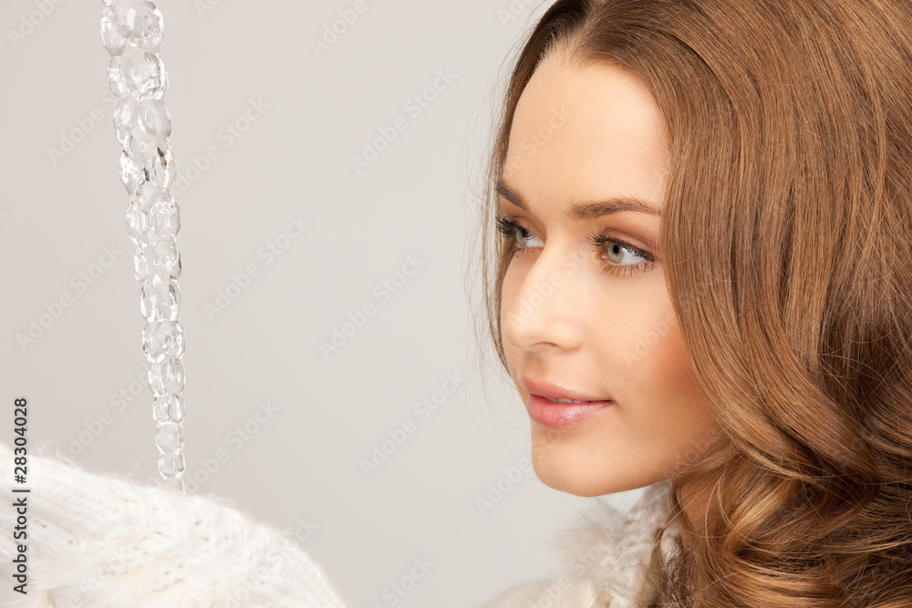 lovely woman with icicle lovely woman with icicle