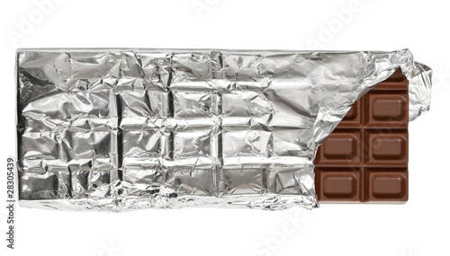 Milk chocolate bar in tinfoil