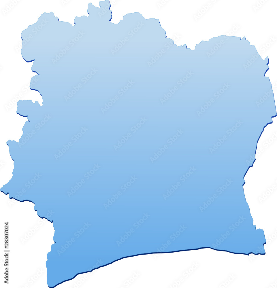 Carte de la Côte d'Ivoire bleu (détouré)
