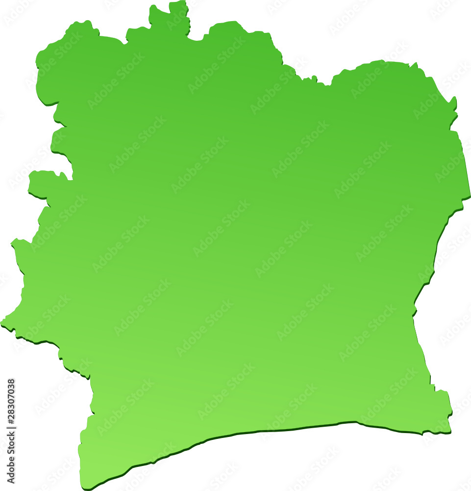 Carte de la Côte d'Ivoire verte (détouré)