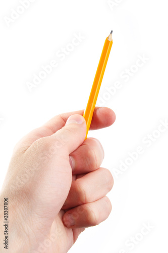 Hand hold a pencil