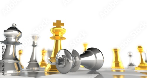 A king chess piece defeating another