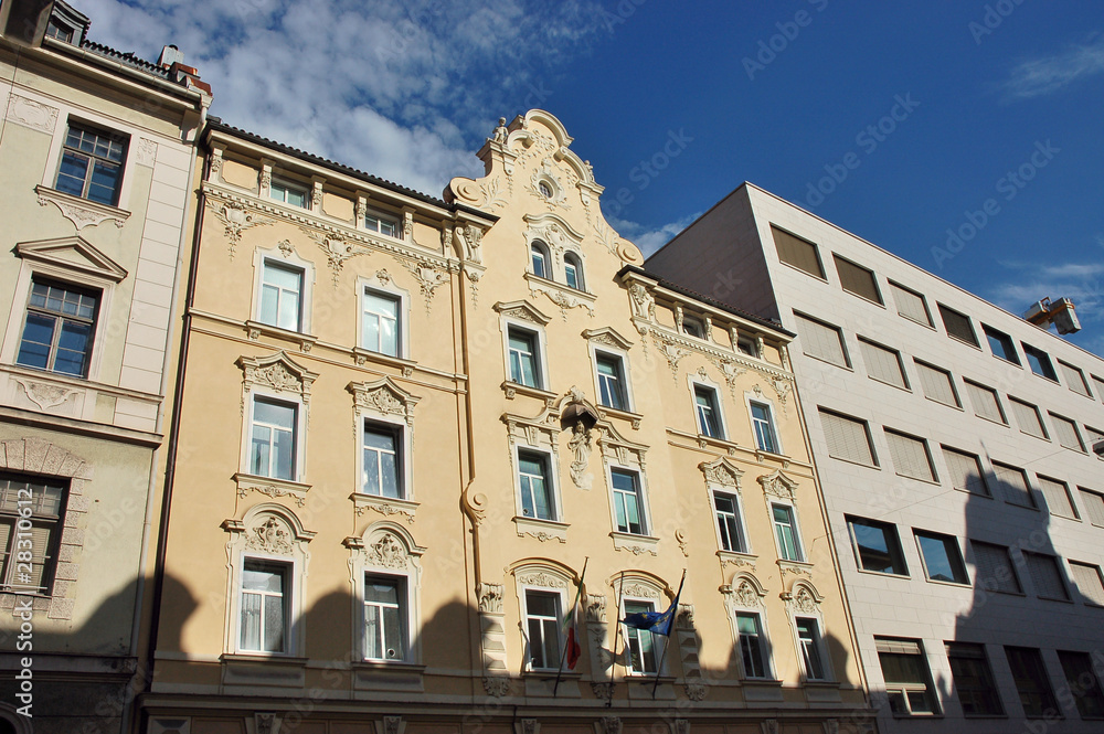 Fototapeta premium Facades in Bolzano, Italy.