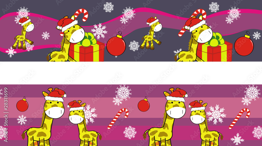 Fototapeta premium giraffe cartoon xmas banner6