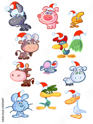 collection of christmas baby farm animals