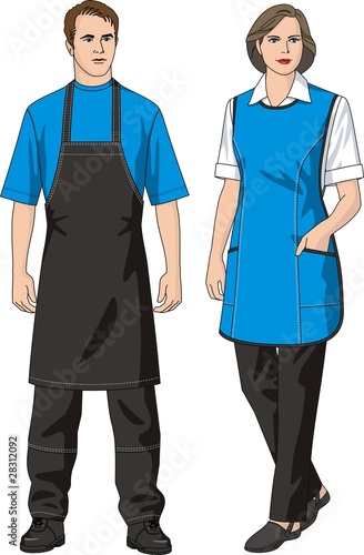 The man and the woman in an apron
