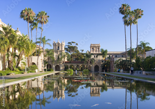 Balboa Park, buildings reflections, San Diego