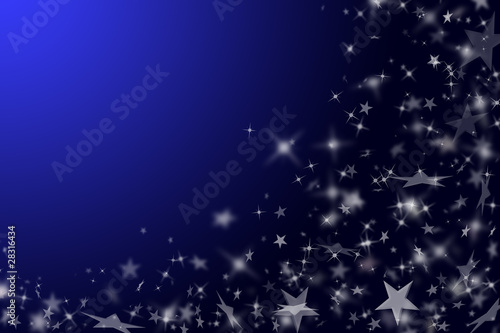 Dark blue background with stars.
