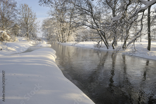 Winter by river Nyboån,Sweden photo