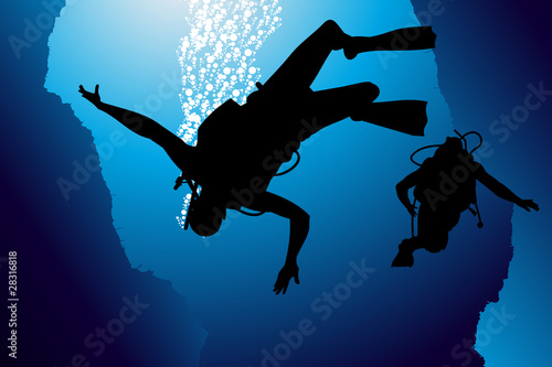 Colorful scuba diver vector illustration