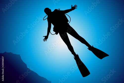 Colorful scuba diver vector illustration