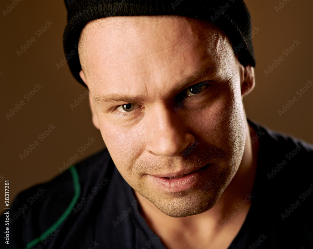 Closeup portrait of a serious handsome young man Closeup portrait of a serious handsome young man