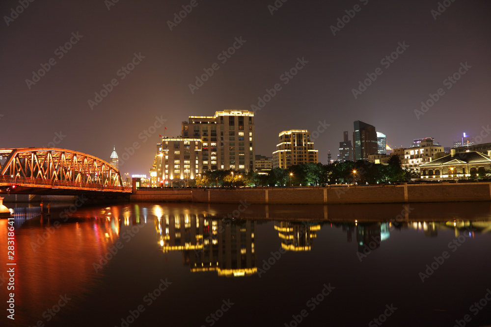 Suzhou Creek at night. Shanghai China Suzhou Creek at night. Shanghai China