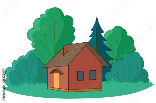 Small house with trees