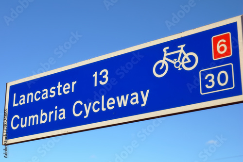 Fotografie, Obraz Blue Cycleway Sign
