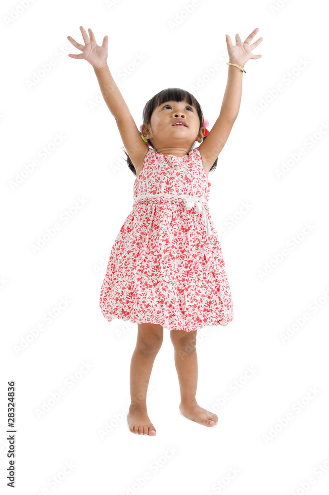 Fototapeta premium girl trying to catch something