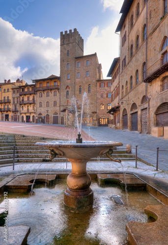 Fountain in the Piazza Grande, Arezzo, Italy