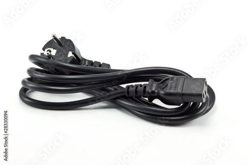 Black Power Plug, White Background