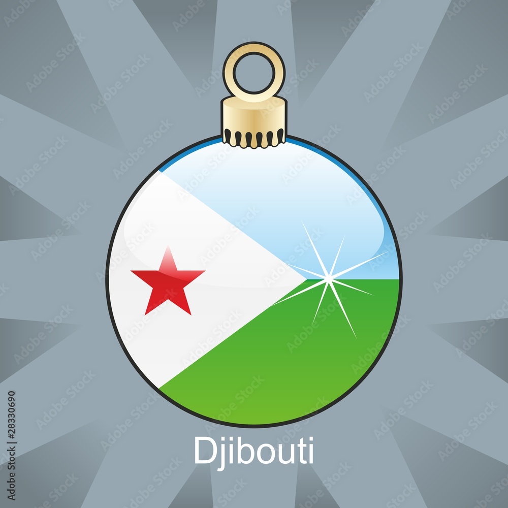 Fototapeta premium djibouti flag in christmas bulb shape
