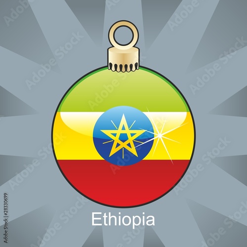 ethiopia flag in christmas bulb shape