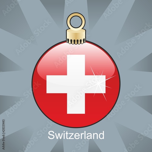 switzerland flag in christmas bulb shape