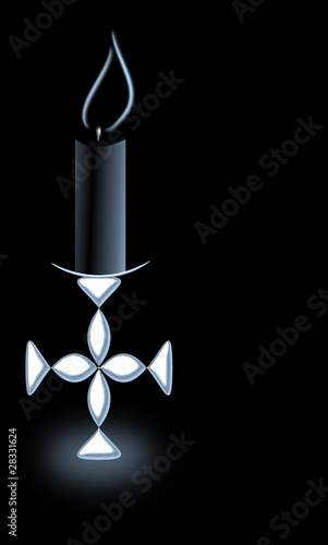 Kerze mit Kreuz als Kerzenständer