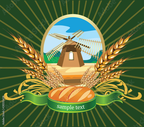 Vector illustration of bread wheat Label