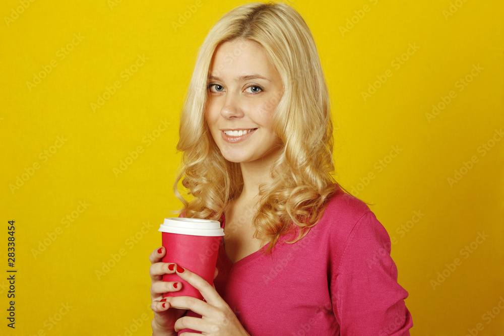 Girl with a glass of coffee Girl with a glass of coffee