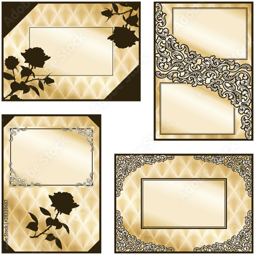 Collection of four elegant sepia labels