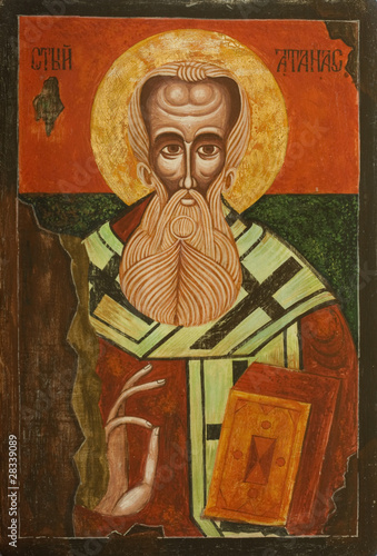 Old Bulgarian Icon of Saint Athanasius photo