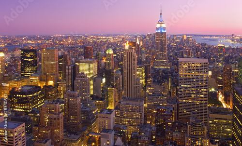 New York City at sunset, USA