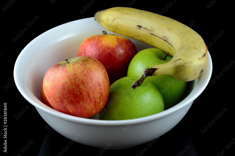 Bowl of Fruit on Isolated Black Background Bowl of Fruit on Isolated Black Background