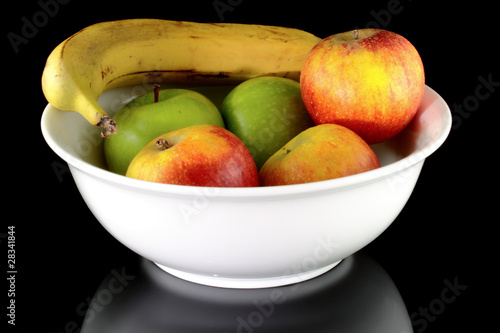 Bowl of Fruit on Isolated Black Background