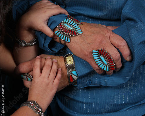 Grandma and grandaughter hands with jewelry