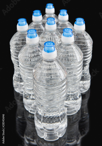 Water Bottles on Black
