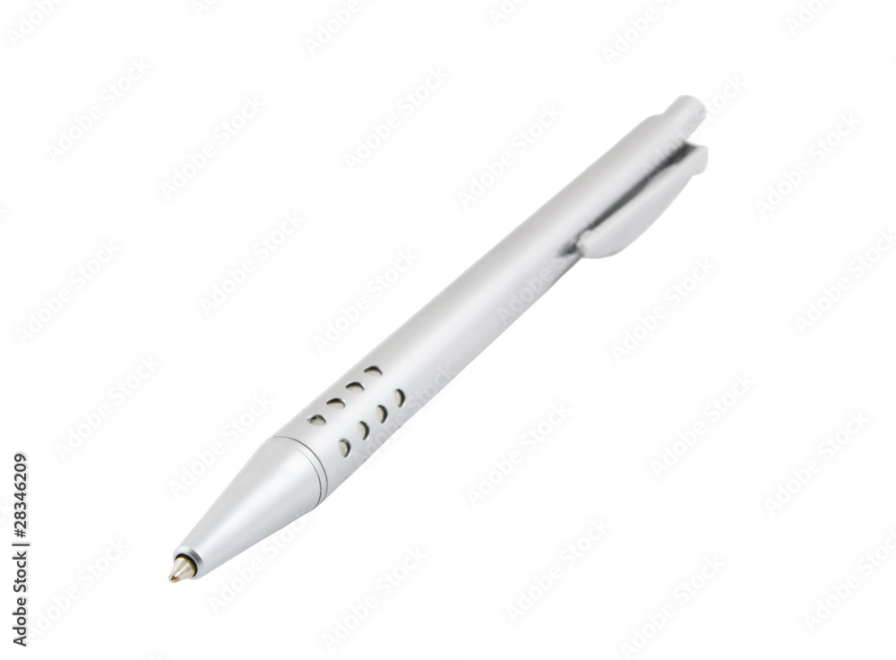 Grey metallic pen isolated on white Grey metallic pen isolated on white