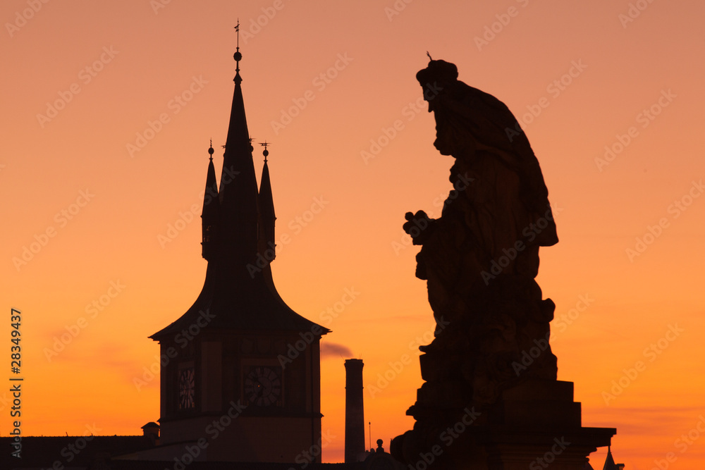 Obraz premium Detail of Charles Bridge in Prague in the night
