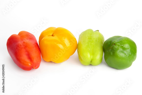 Bulgarian peppers on a white background.