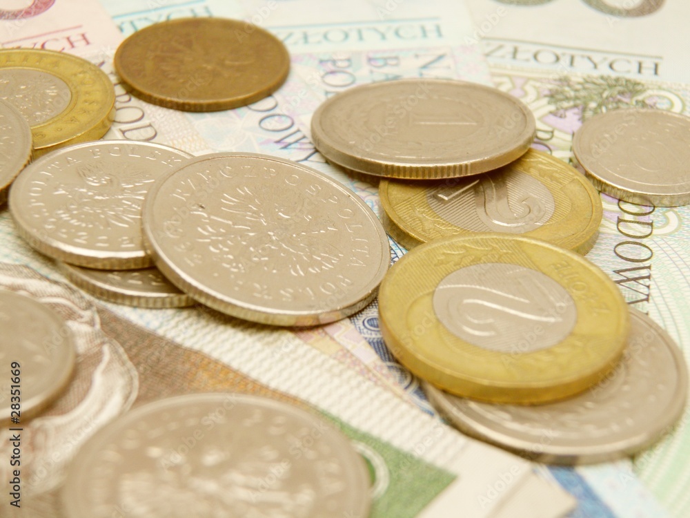 Polish zloty currency money - banknotes and coins Polish zloty currency money - banknotes and coins